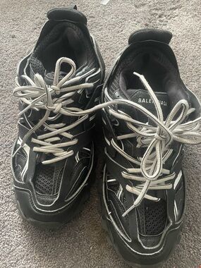 Balenciaga Black and White Track-Style Sneakers